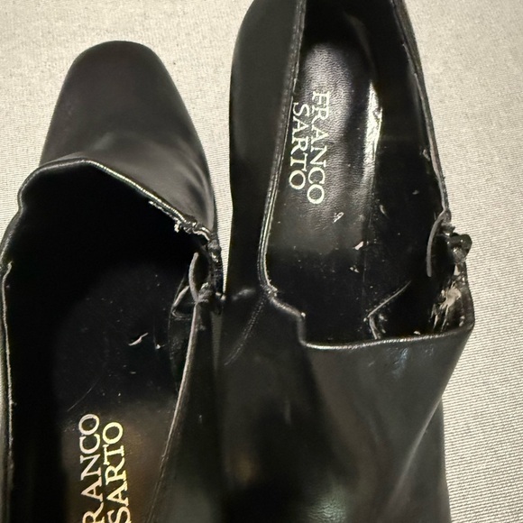 Franco Sarto black faux leather dress booties W/square toe and block heel 9.5 - Picture 10 of 11
